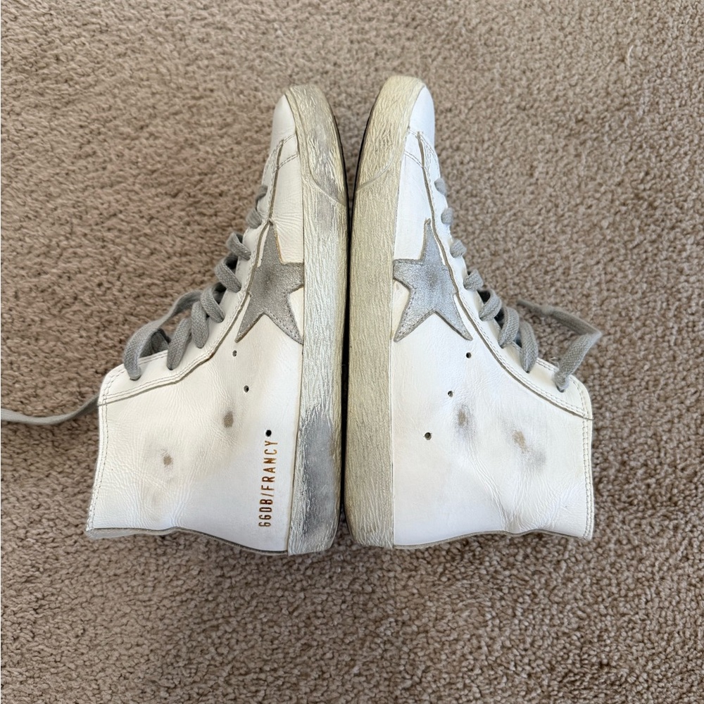 Golden Goose White High-Top Sneakers with Gray Accents - Picture 11 of 14